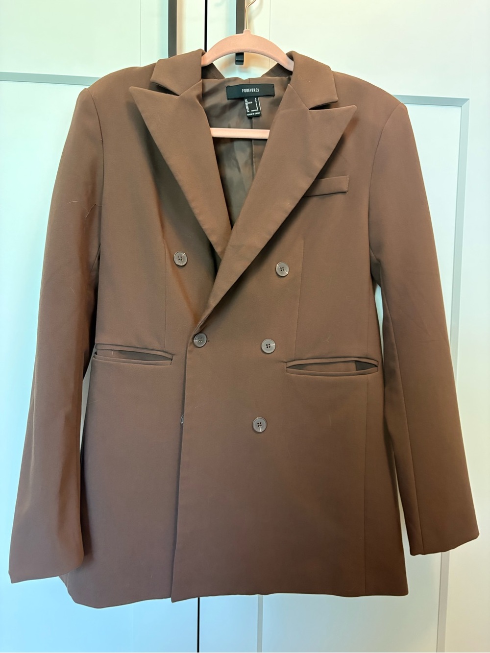 Forever 21 Double-Breasted Brown Blazer